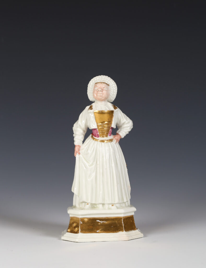 A MEISSEN BÖTTGER PORCELAIN FIGURE OF THE  'NÜRNBERGISCHE BÄURIN'