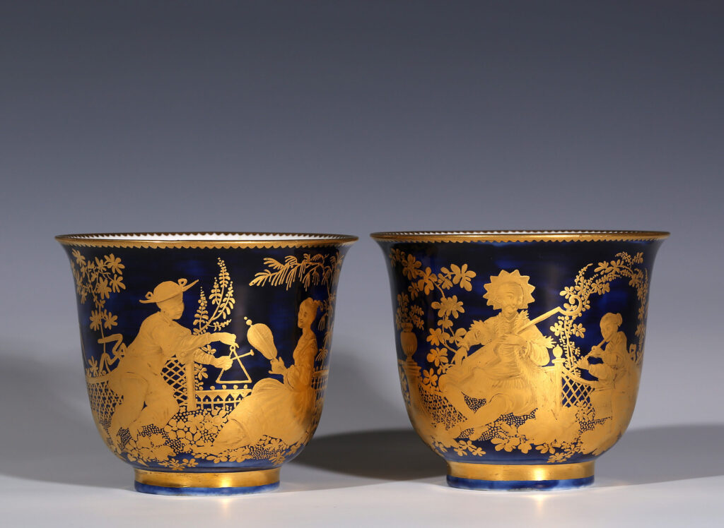 TWO CHELSEA MAZARINE BLUE ‘CABINET CUPS’