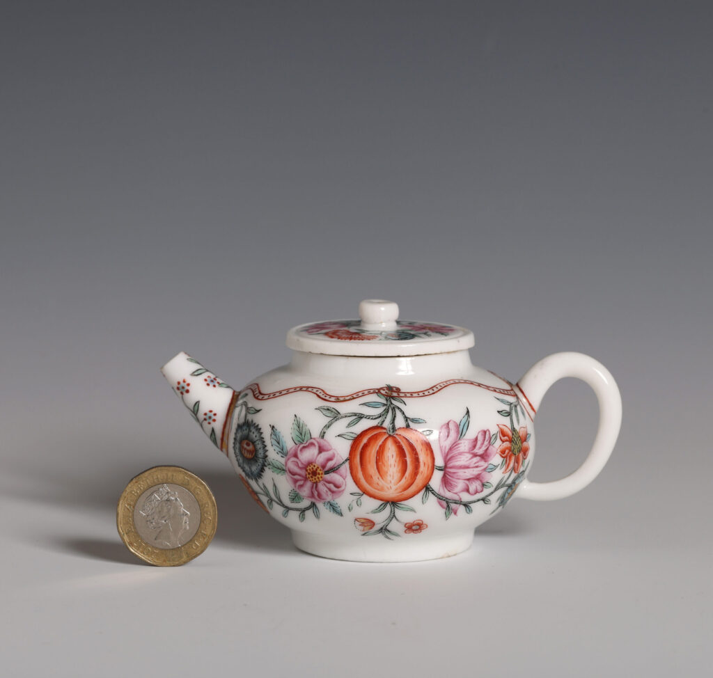 A DUTCH-DECORATED, ‘FINE LINE’  MINIATURE BLANC-DE-CHINE TEAPOT