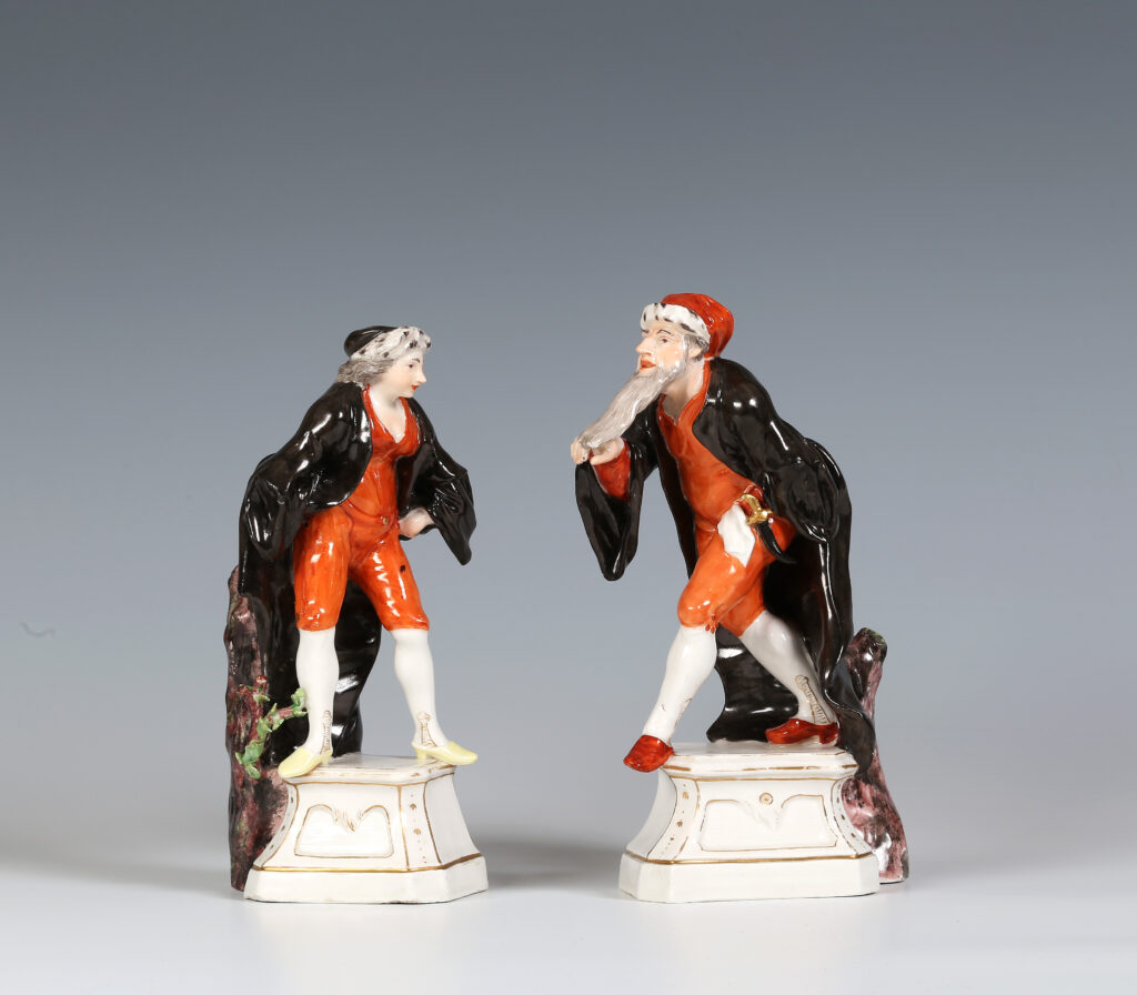 A PAIR OF HÖCHST FIGURES OF PANTALOONE and PANTALONE
