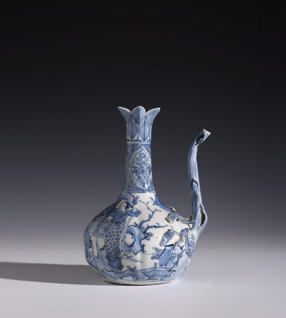 A BLUE AND WHITE EWER
