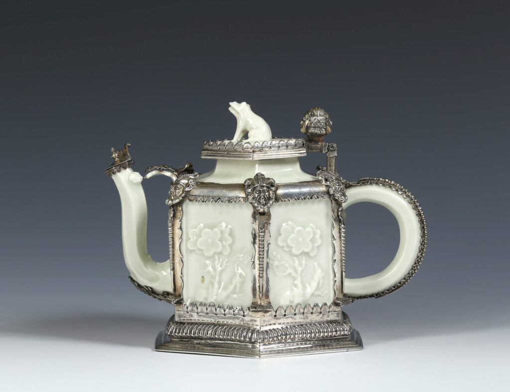 DU PAQUIER TEAPOT WITH SILVER MOUNTS