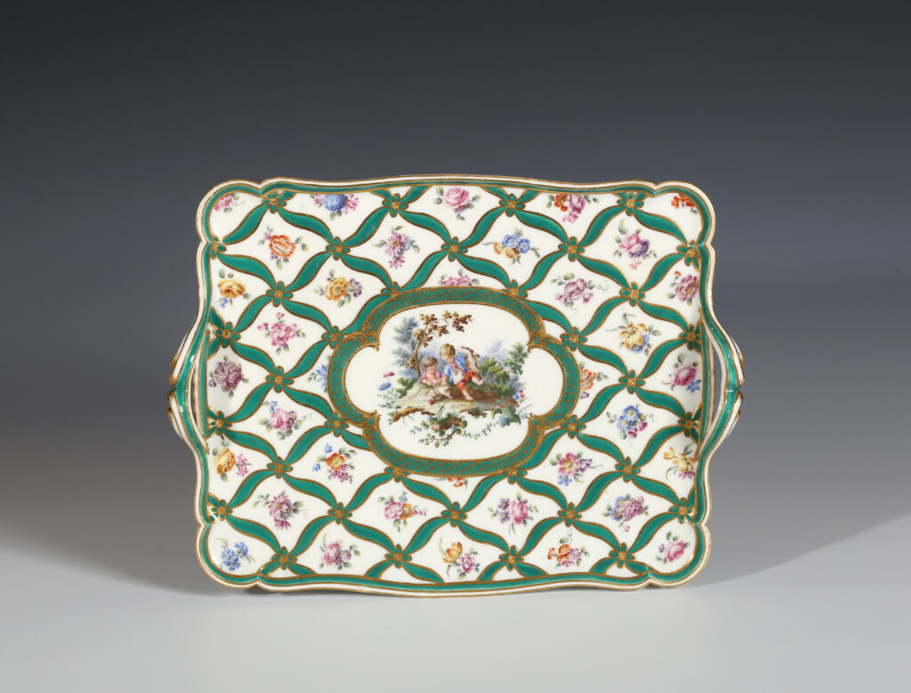 A SÈVRES TWO-HANDLED TRAY