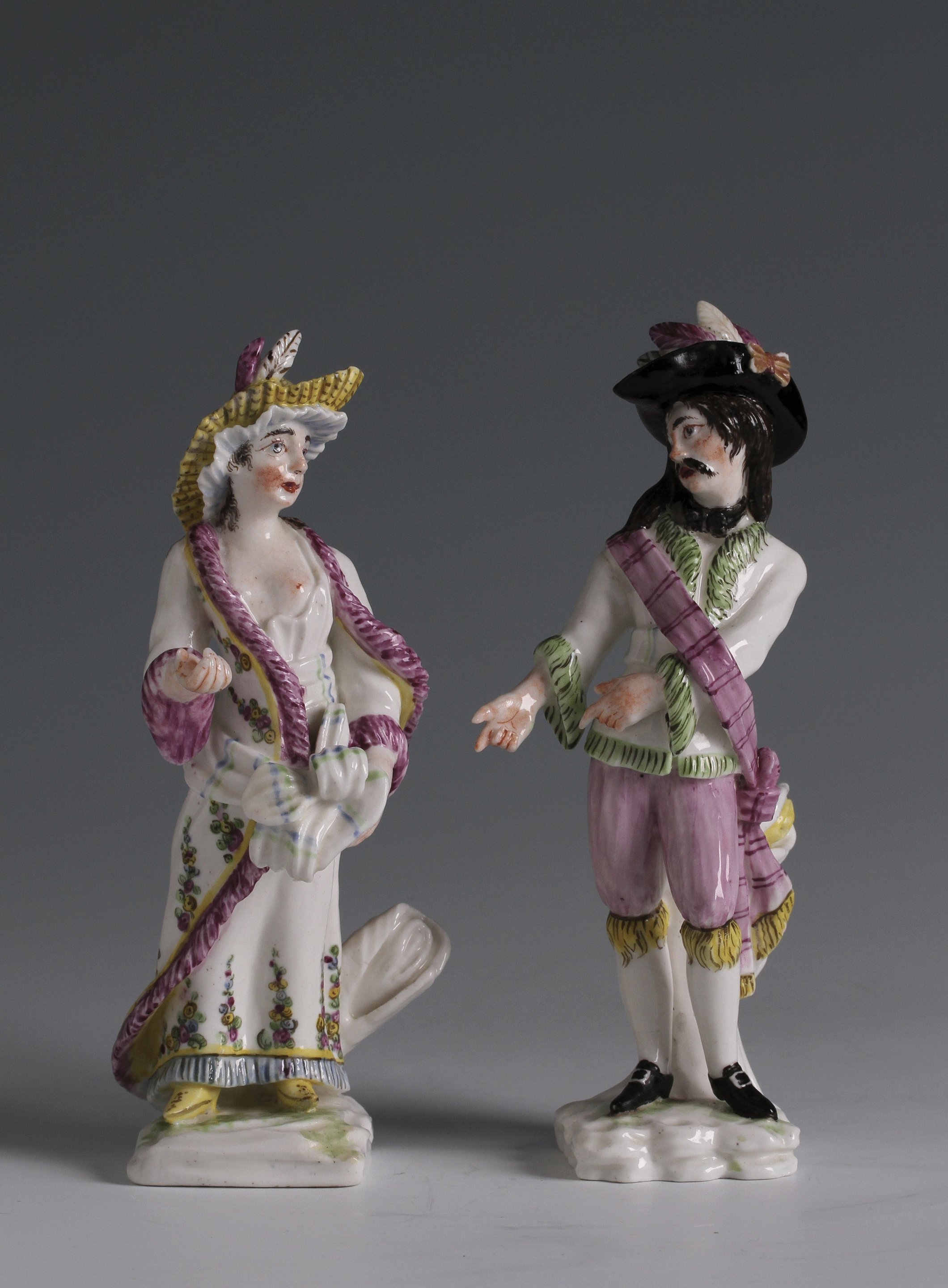 A Pair of Mennecy figures of an actor and actress