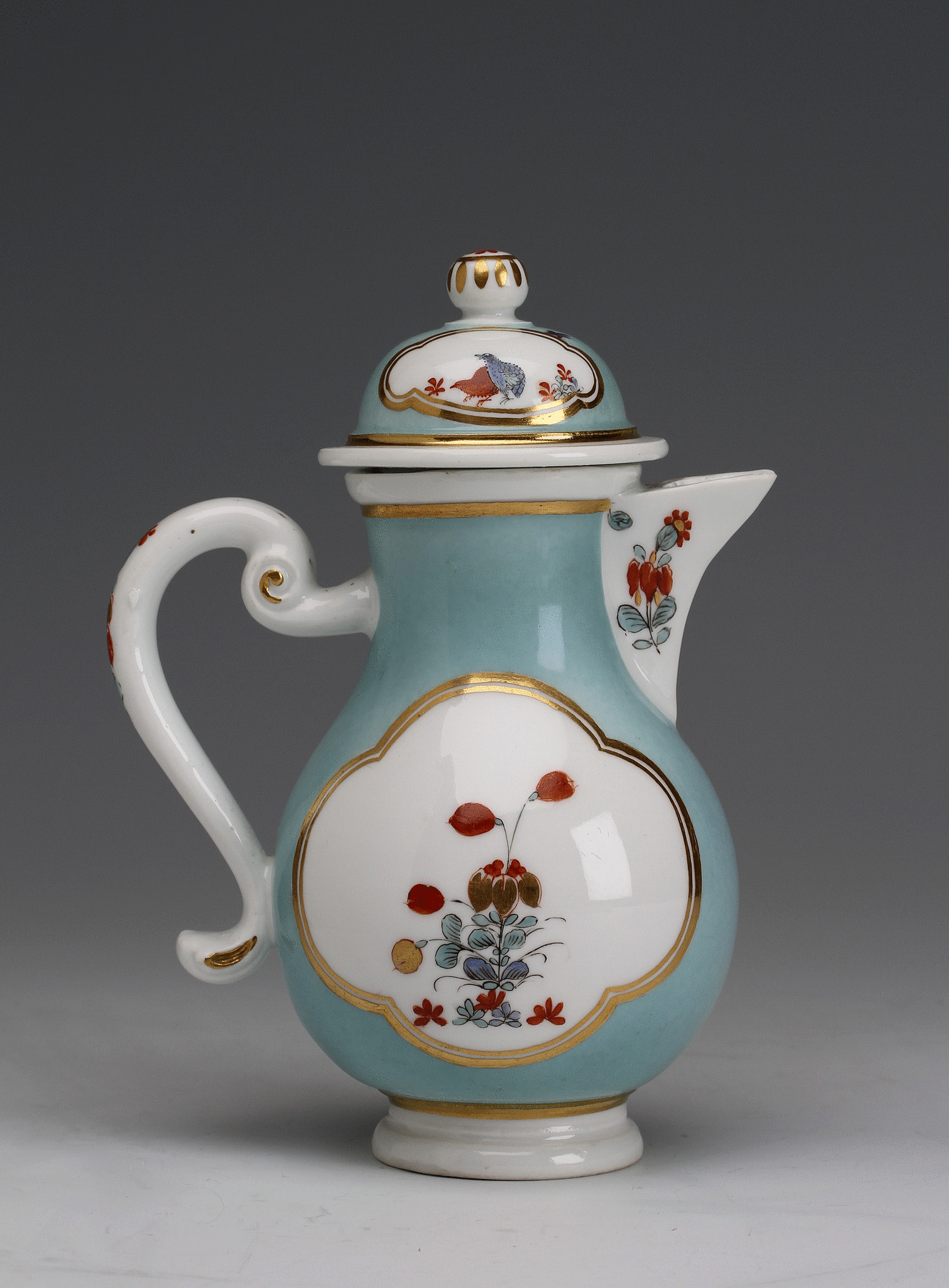 A Meissen ‘Seladon’-ground hot milk jug and cover